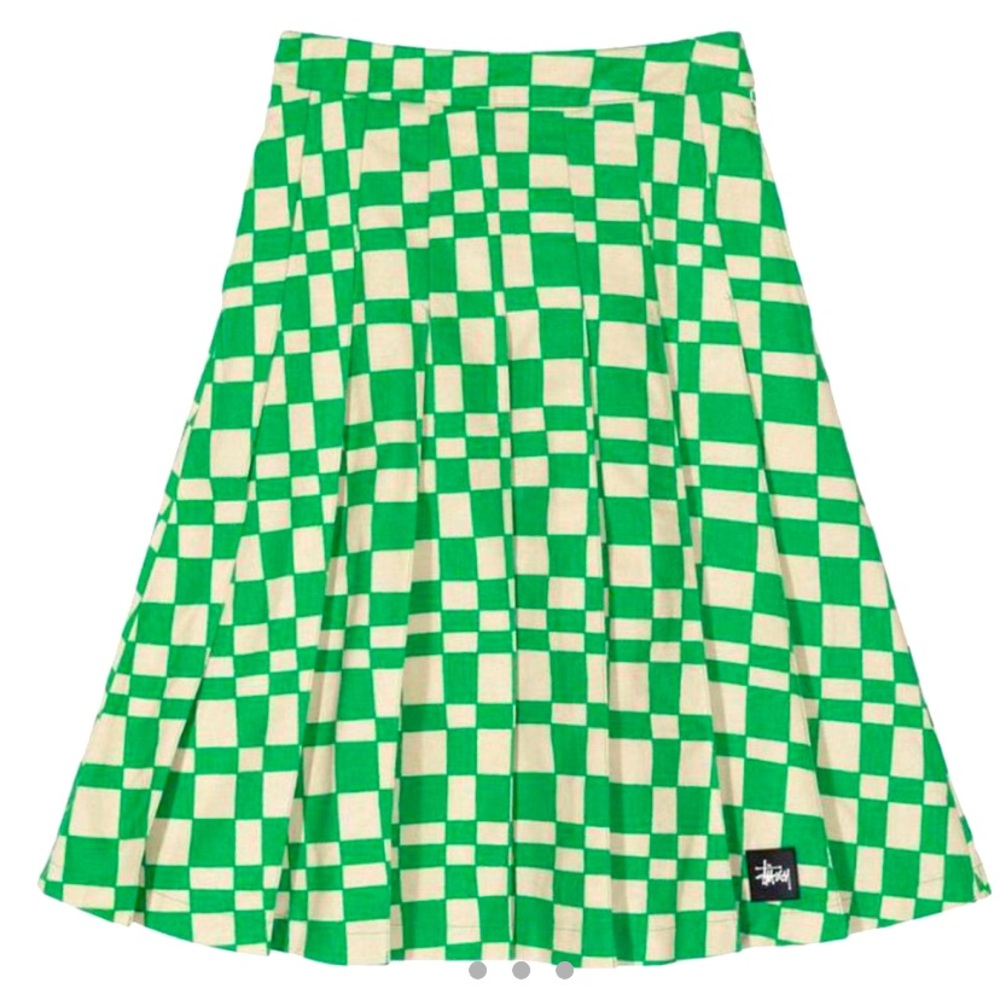 Stussy sabi checkerboard checked pleated skirt